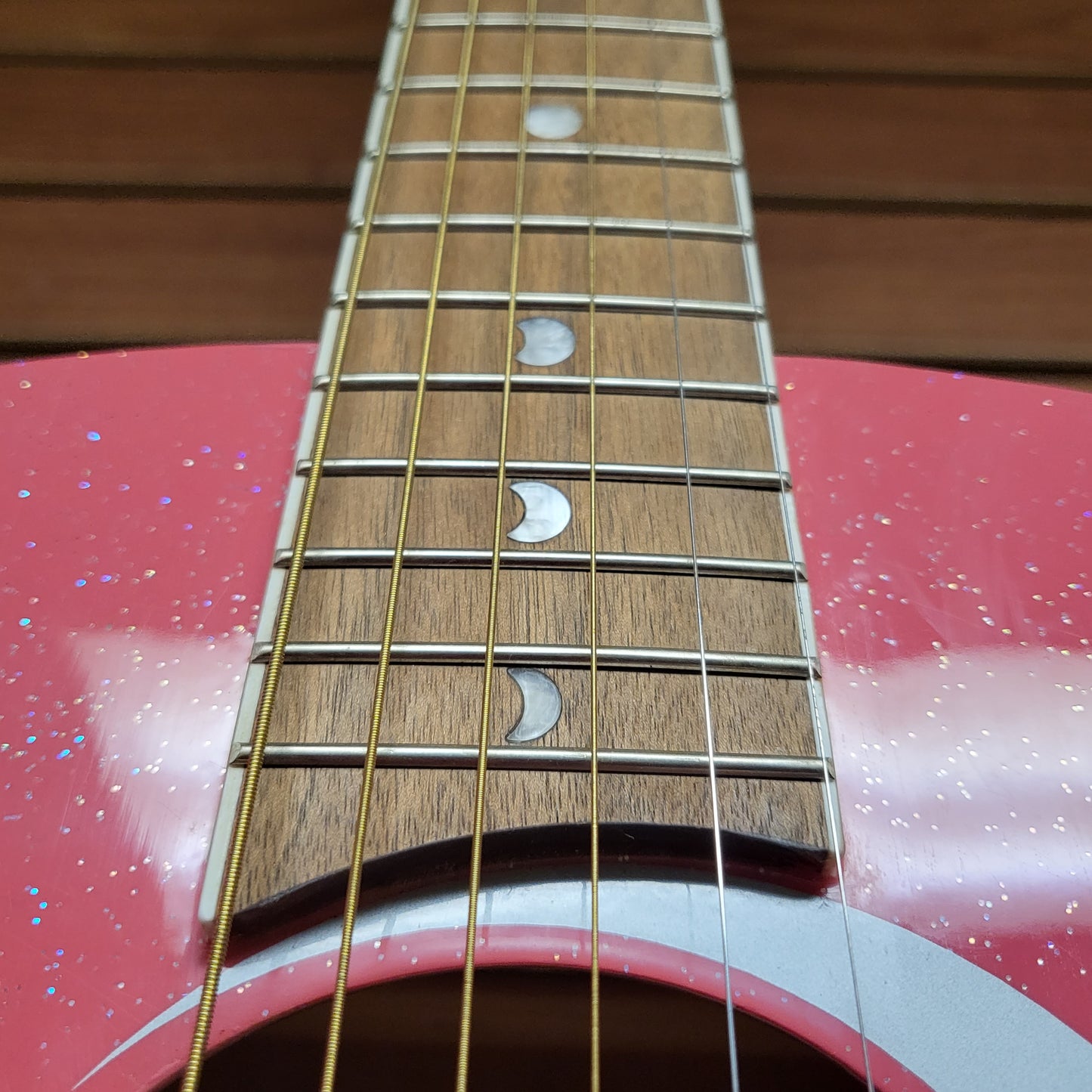 Luna Aurora Borealis 3/4 Size Acoustic Guitar Pink Sparkle