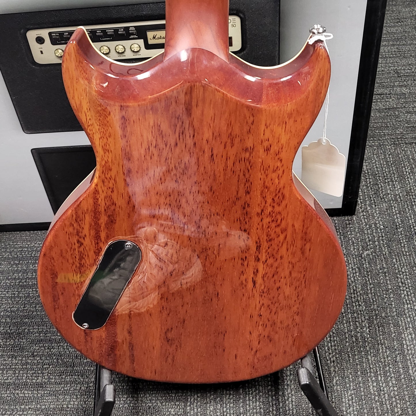 Aria Pro II 212-MK2 - Bowery-Chambered Doublecut with Bigsby, Black