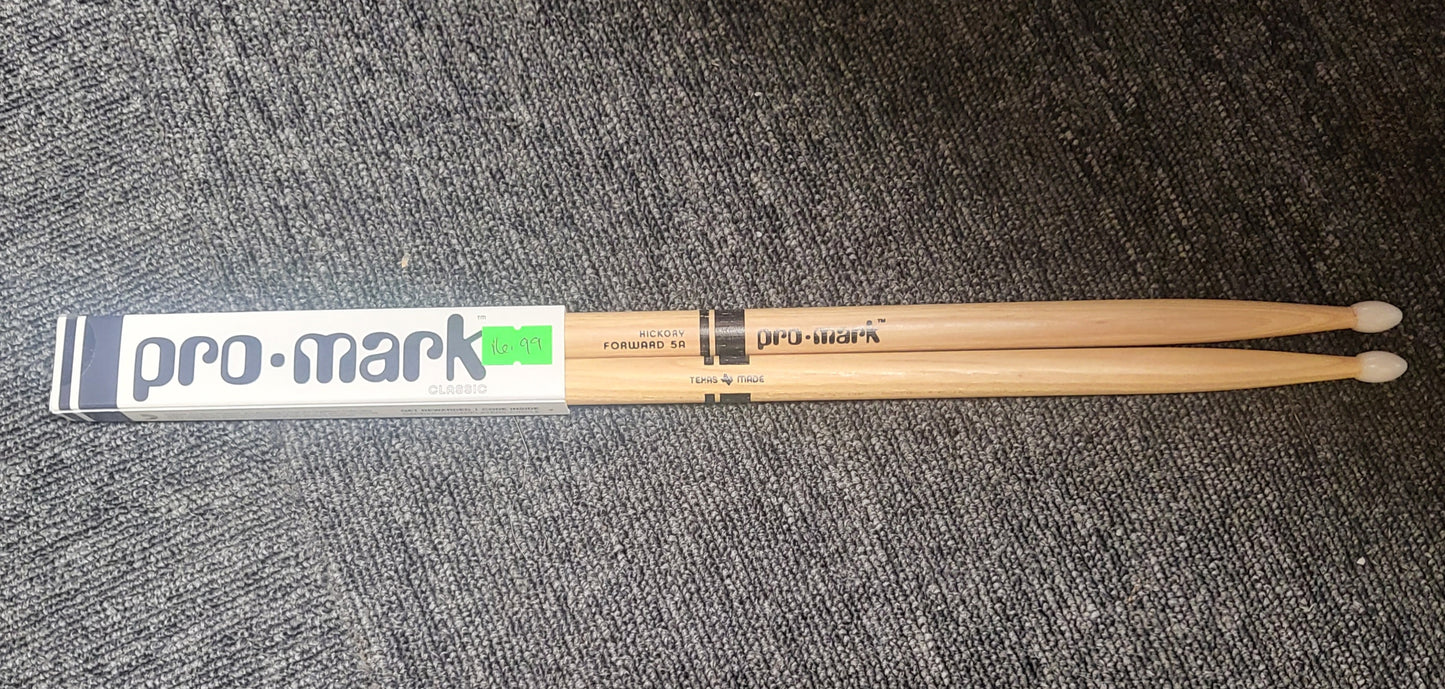 Promark Hickory Forward 5A Nylon Tip Drum Sticks