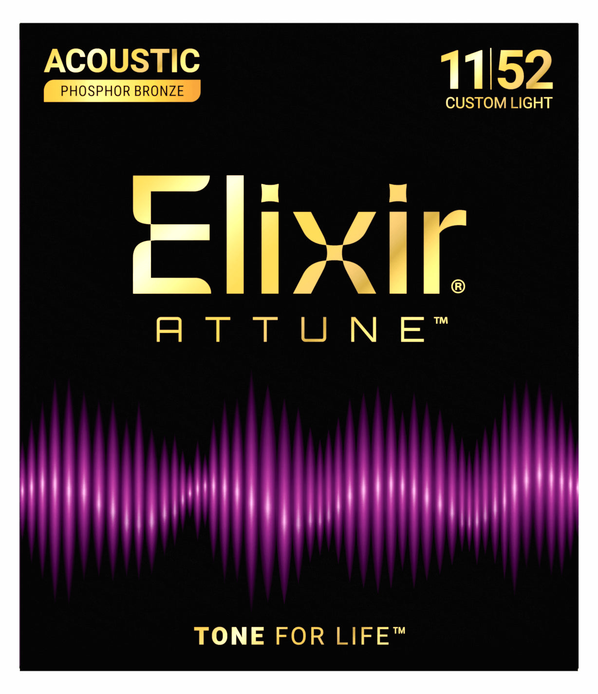 Elixir Attune Acoustic Guitar Strings Phosphor Bronze Custom Light 11|52