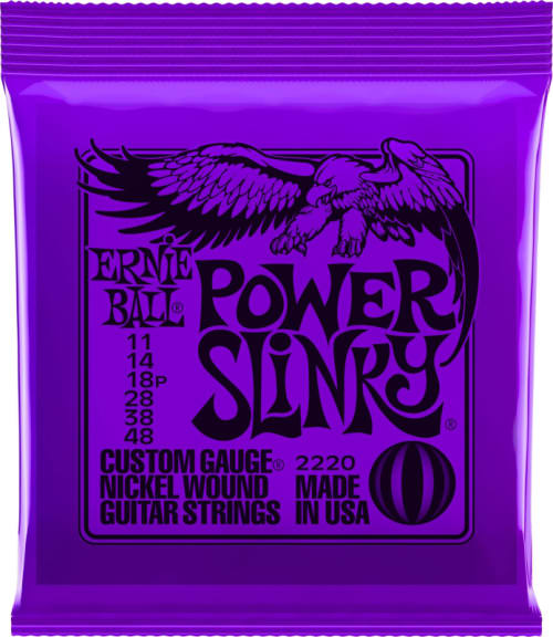 Ernie Ball 2220 Power Slinky Nickel Wound Electric Guitar Strings - .011-.048
