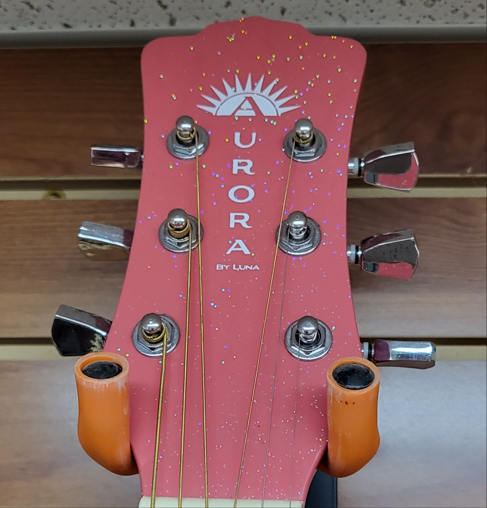 Luna Aurora Borealis 3/4 Size Acoustic Guitar Pink Sparkle