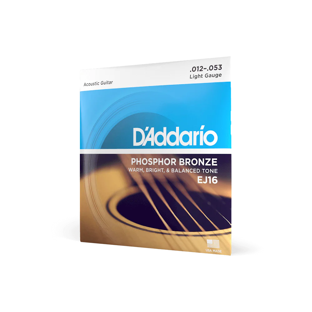 D'Addario EJ16 Phosphor Bronze Light Gauge .012-.053 Acoustic Guitar Strings