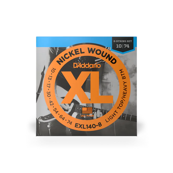 D'Addario 8-String XL Nickel Wound Light Top/Heavy Bottom Guitar Strings 10|74