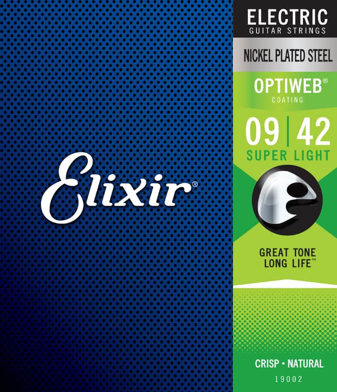 Elixir Optiweb Electric Guitar Strings Nickel Plated Steel Super Light 9|42