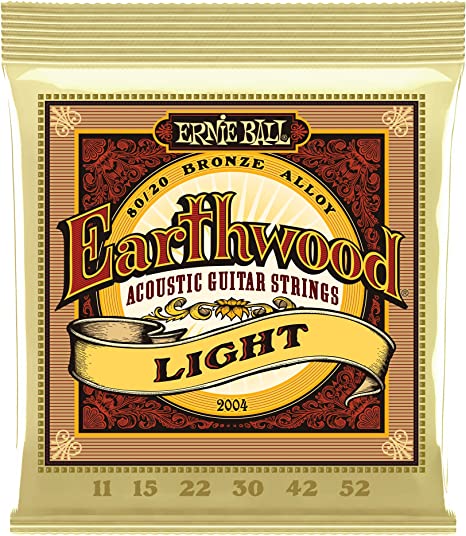 Ernie Ball Earthwood Light 80/20 Bronze Acoustic Guitar Strings, 11-52 Gauge