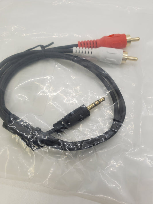 2 Male RCA to 3.5mm Male 3 Conductor Y-Cable with Gold Plated Connectors 3ft