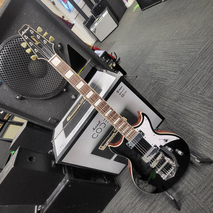 Aria Pro II 212-MK2 - Bowery-Chambered Doublecut with Bigsby, Black