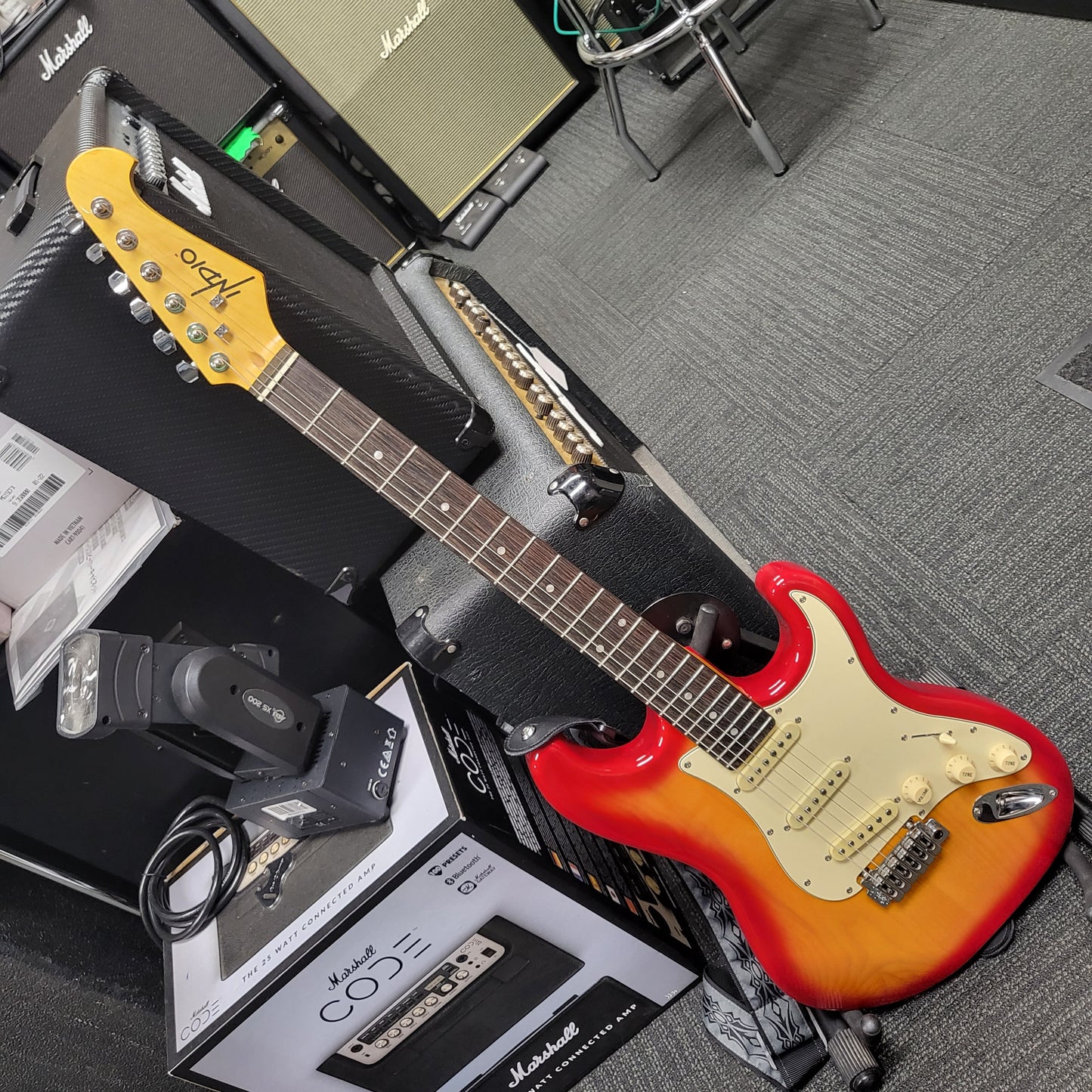 Monoprice Cali DLX Plus Solid Ash Electric Guitar - Cherry Burst