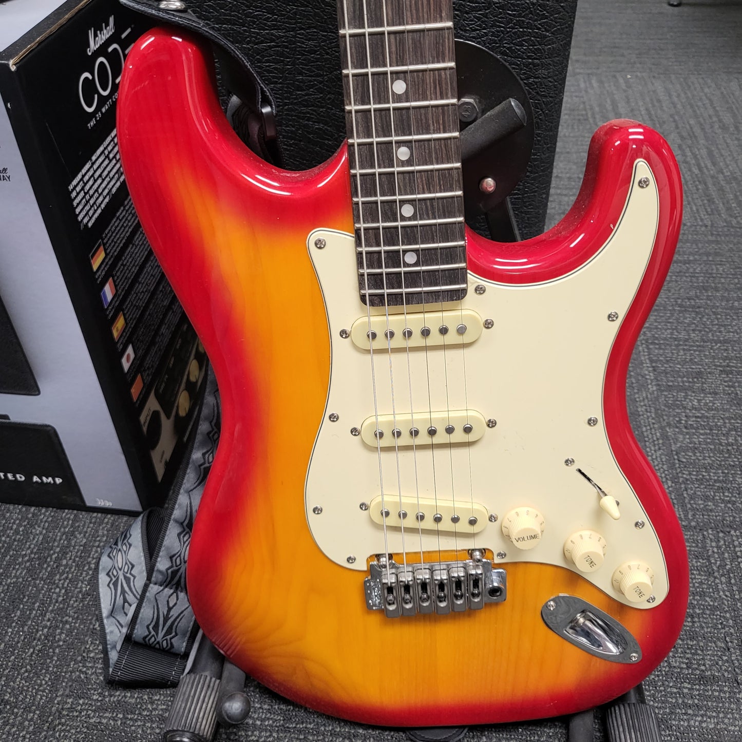 Monoprice Cali DLX Plus Solid Ash Electric Guitar - Cherry Burst