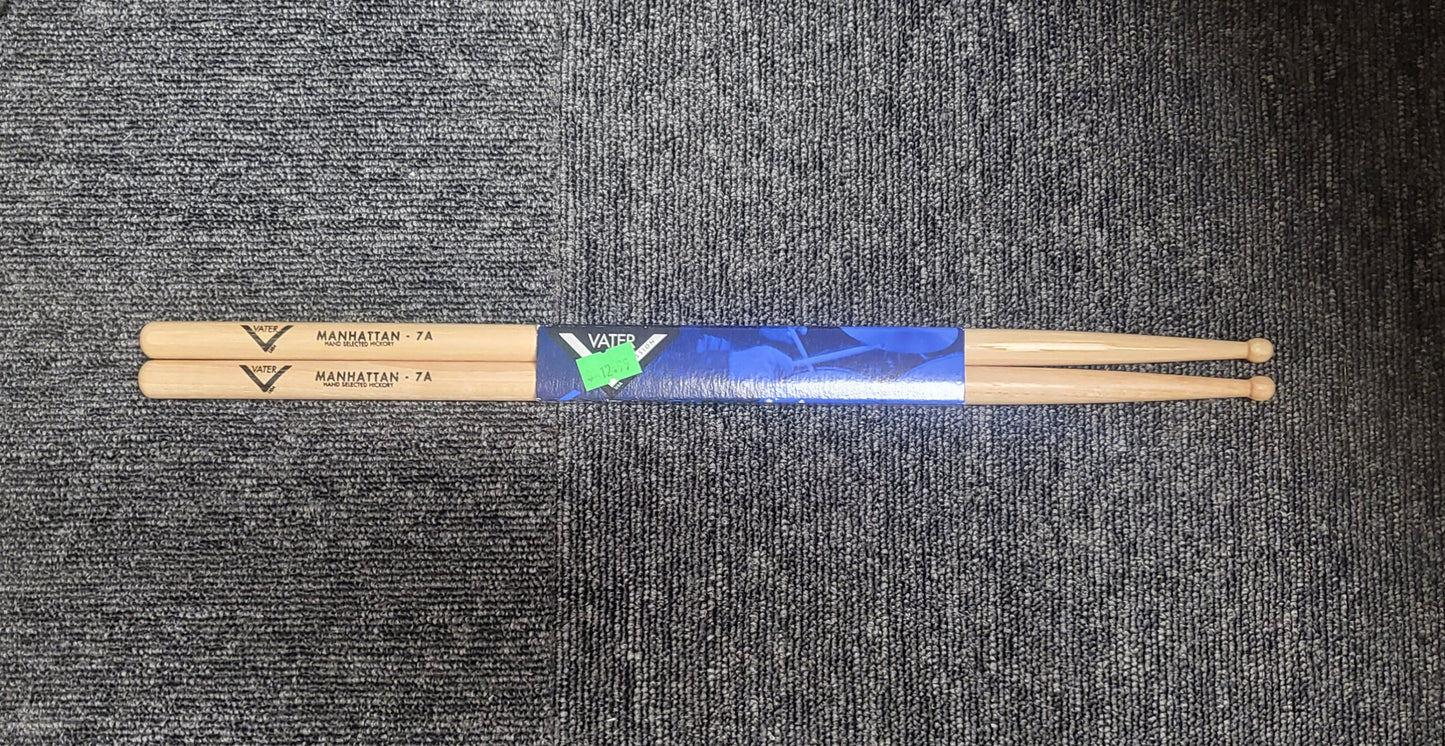 Vater American Hickory Drumsticks - Manhattan 7A - Wood Tip