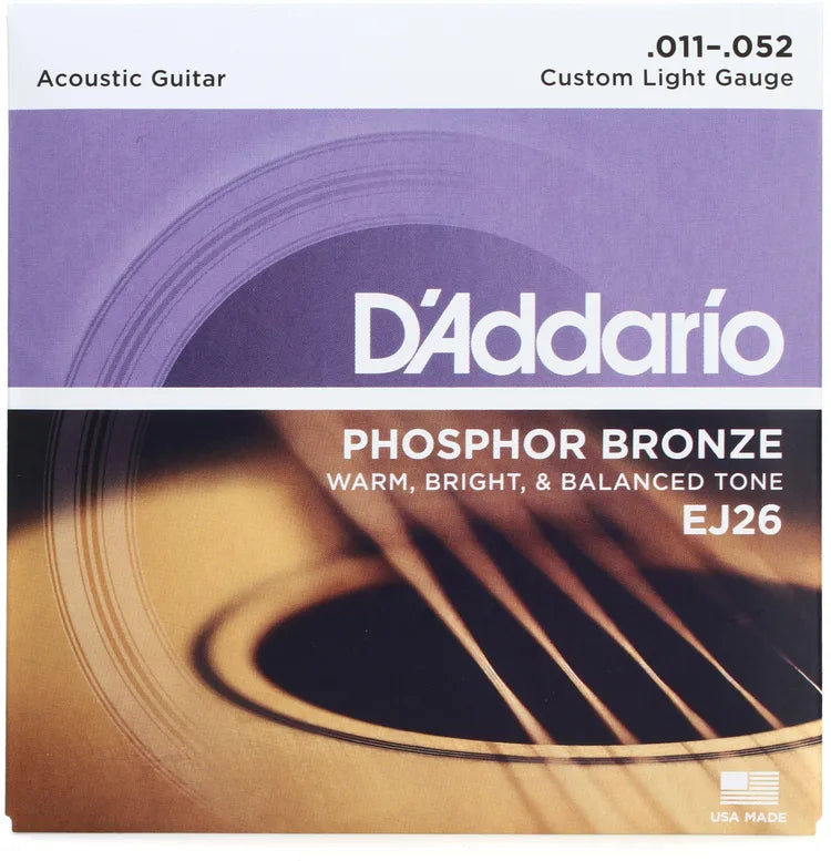 D'Addario Phosphor Bronze Custom Light Gauge.011-.052 Acoustic Guitar Strings