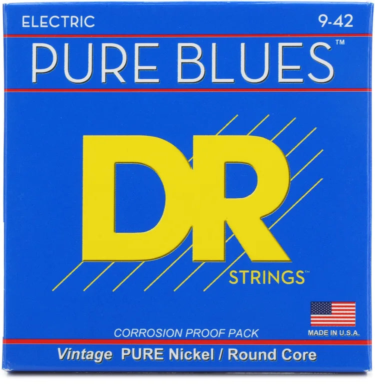 DR Pure Blues Electric Guitar Strings 9-42 Pure Nickel/Round Core