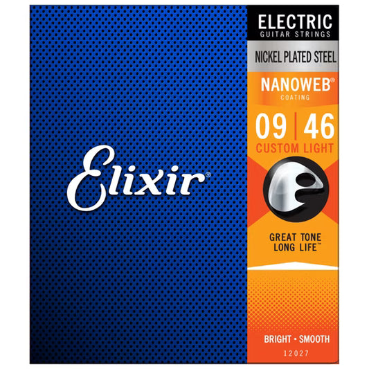 Elixir Nanoweb Electric Guitar Strings Nickel Plated Steel Custom Light 9|46