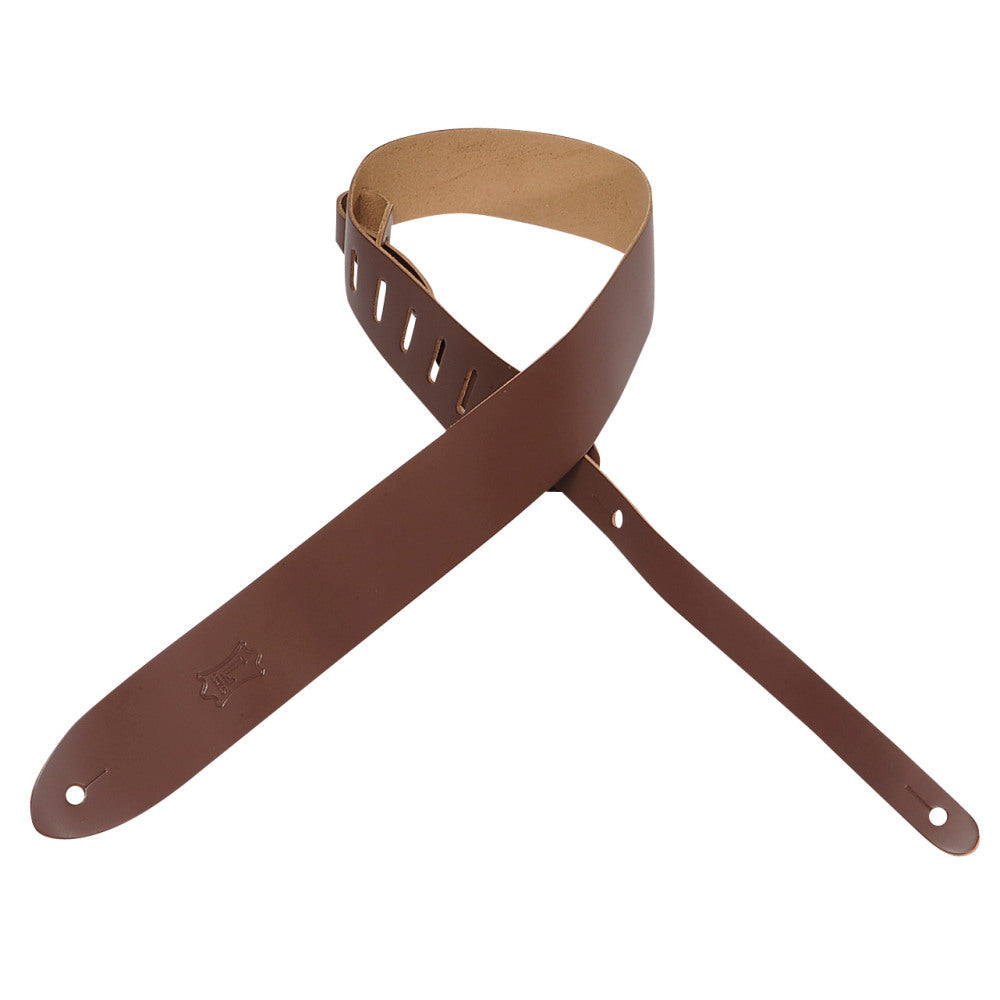 Levy's M12-BRN Brown Chrome-Tan Adjustable Guitar Strap. 2"