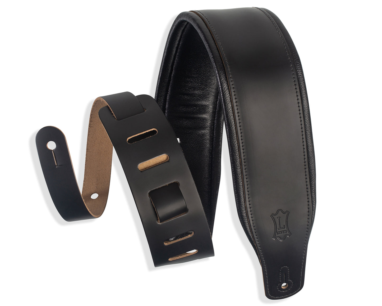 Levy's M26PD-BLK Top Grain Leather Guitar Strap - Black