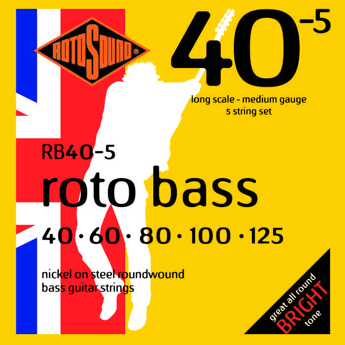 RotoSound 5-String Bass Strings 40-125 Long Scale-Medium Gauge