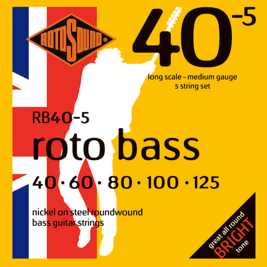 RotoSound 5-String Bass Strings 40-125 Long Scale-Medium Gauge