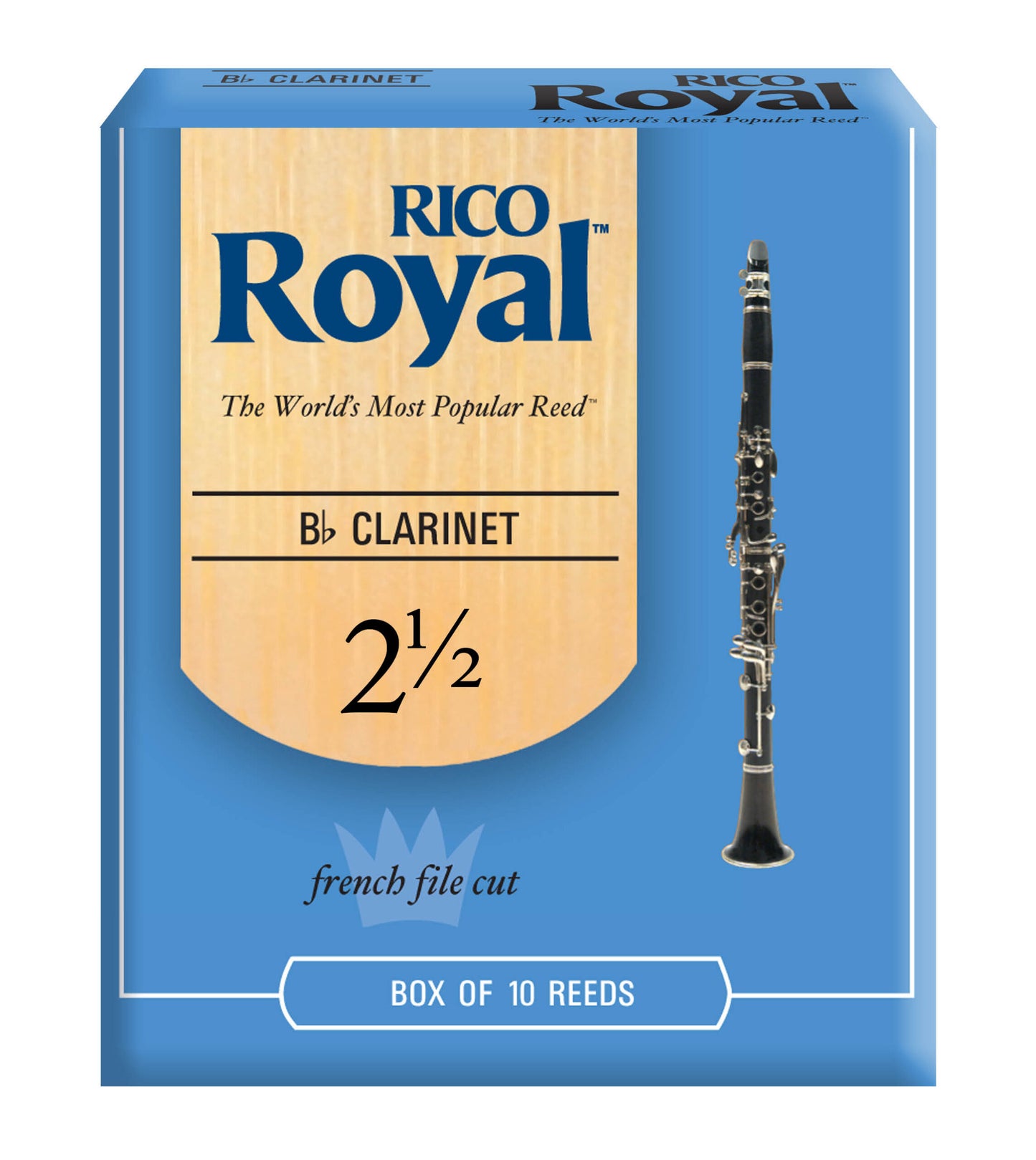 Rico RCB1025 Royal by D'Addario Bb Clarinet Reeds, Strength 2.5, 10-pack