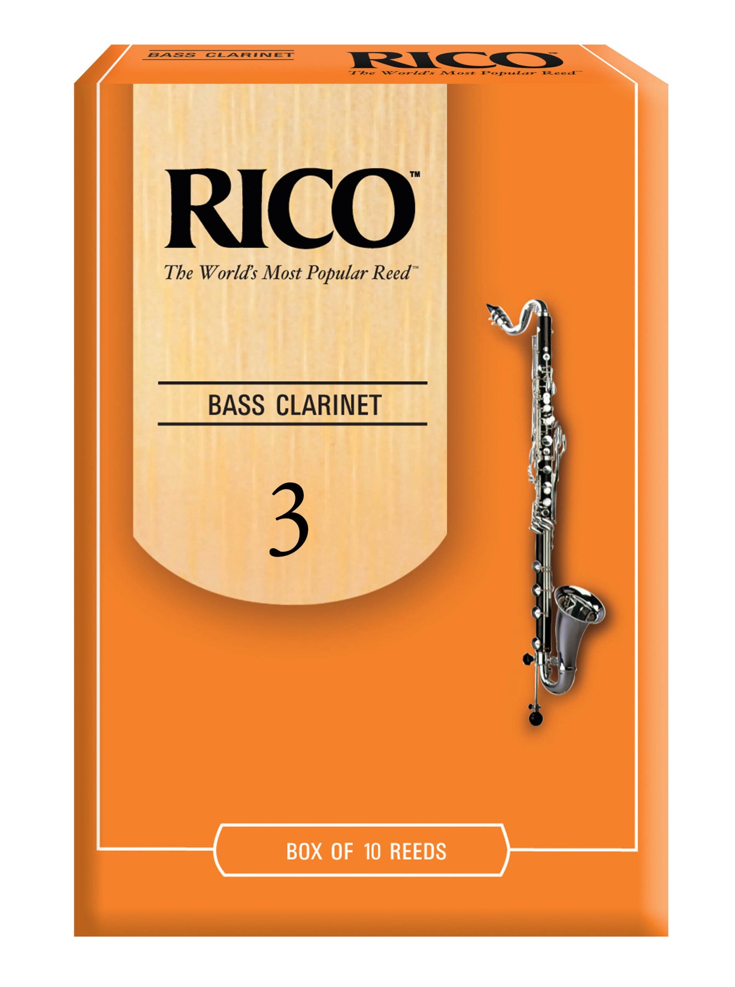 Rico by D'Addario Bass Clarinet Reeds, REA1030 - Strength 3, 10-pack