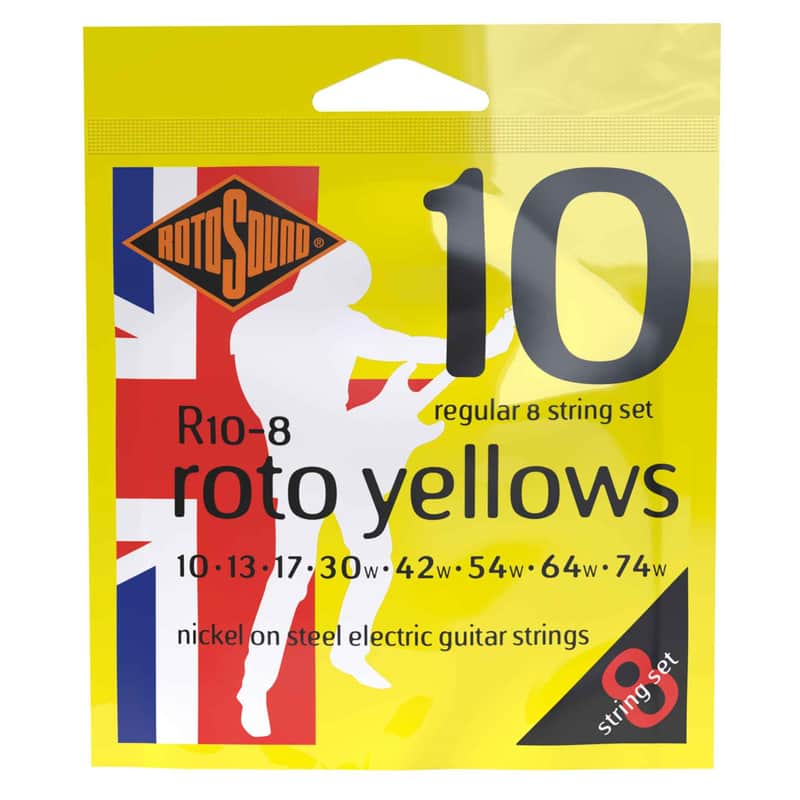 RotoSound Nickel Electrics Roto Yellows 8-String, .010 - .074, R10-8