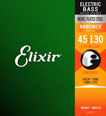 Elixir 14202 Long Scale Nanoweb 5 String Electric Bass Strings Nickel Plated Steel 45-130