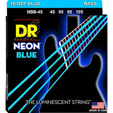 DR Strings NBB-45 Hi-Def Neon Blue K3 Coated Bass Guitar Strings - .045-.105 Medium