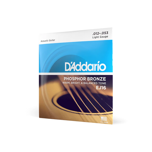 D'Addario EJ16 Phosphor Bronze Light Gauge .012-.053 Acoustic Guitar Strings