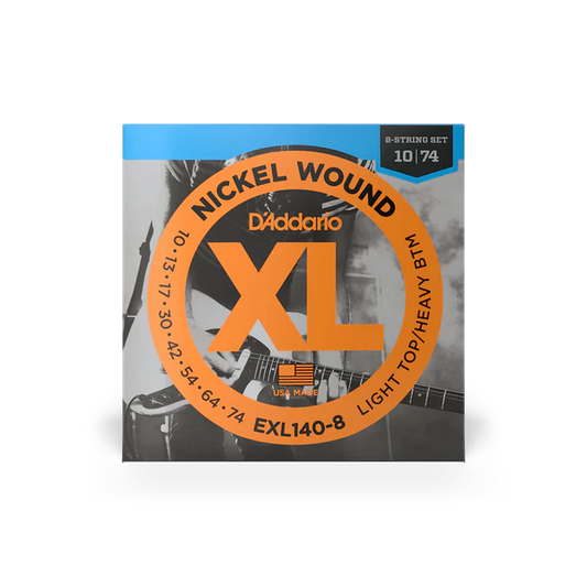 D'Addario 8-String XL Nickel Wound Light Top/Heavy Bottom Guitar Strings 10|74