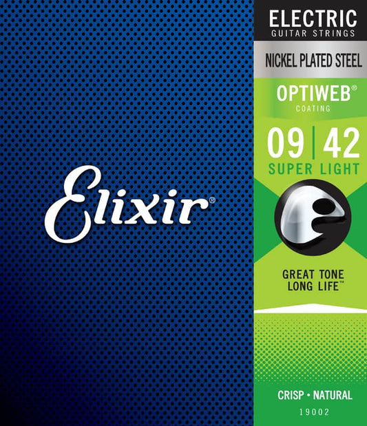 Elixir Optiweb Electric Guitar Strings Nickel Plated Steel Super Light 9|42