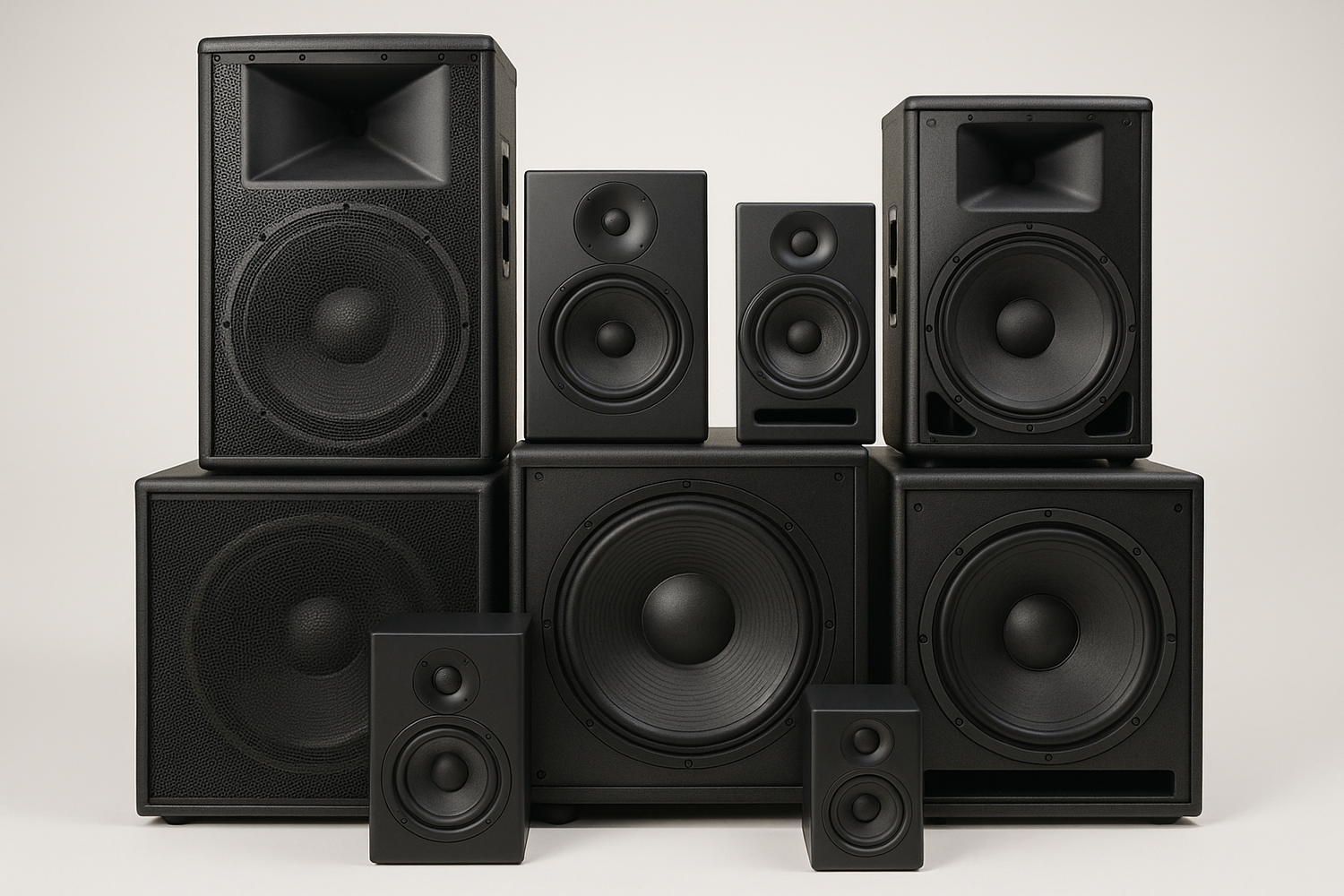 multiple pa and audio speakers