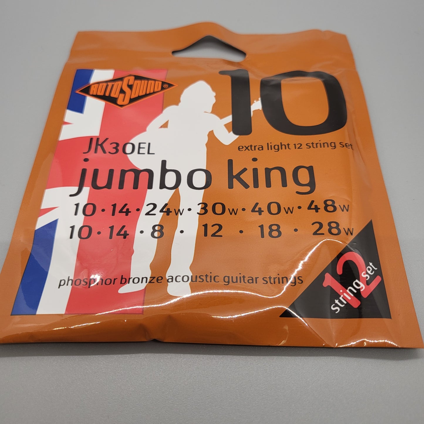 Rotosound Handmade Jumbo King Phosphor Bronze Acoustic Guitar Strings JK30EL 12 String X-Light 10-48