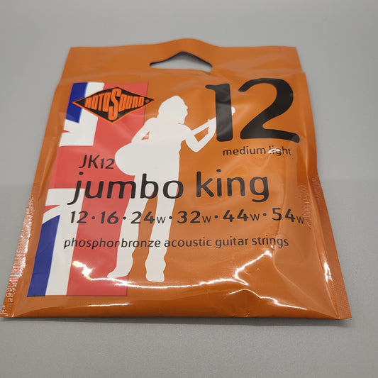 Rotosound Handmade Jumbo King Phosphor Bronze Acoustic Guitar Strings JK12 Med Light 12-54