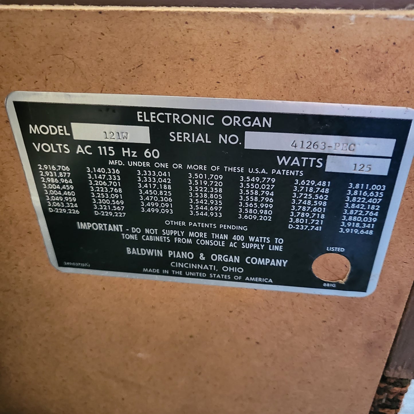 Baldwin Fun Machine Electric Organ 1970s Used